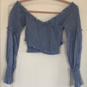 Cornflower blue off the shoulder top
